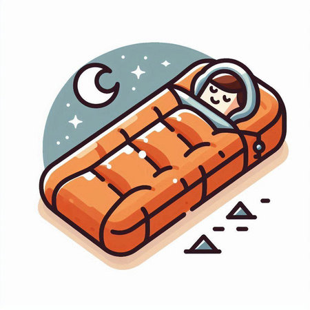 Vector illustration of a boy sleeping on a sofa in the night.のイラスト素材