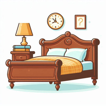 Bedroom interior. Vector illustration of a bedroom in cartoon style.のイラスト素材
