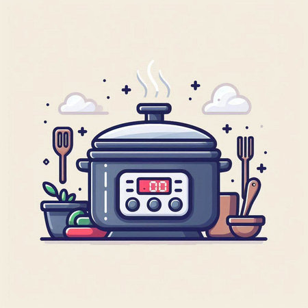 Cooking in the kitchen. Vector illustration in trendy flat style.のイラスト素材