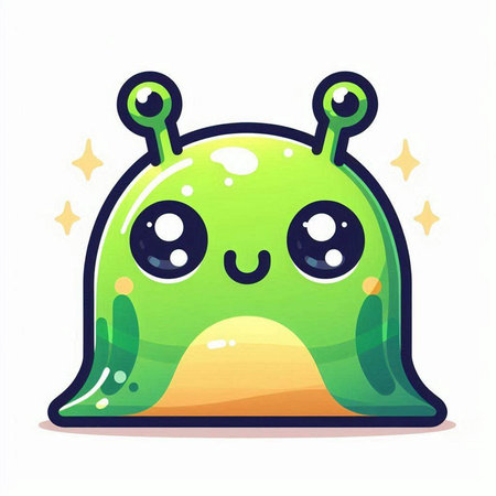 Cute cartoon green alien isolated on white background. Vector illustration.のイラスト素材