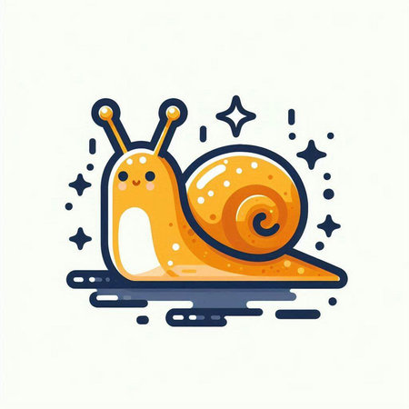 Vector illustration of cute cartoon snail on white background. Snail icon.のイラスト素材