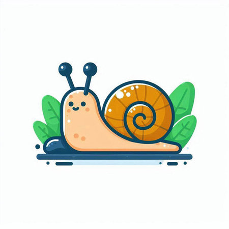 Cute cartoon snail. Vector illustration. Isolated on white background.のイラスト素材