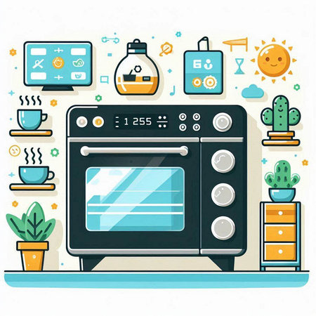 Kitchen stove in flat style. Home appliances. Vector illustration.のイラスト素材