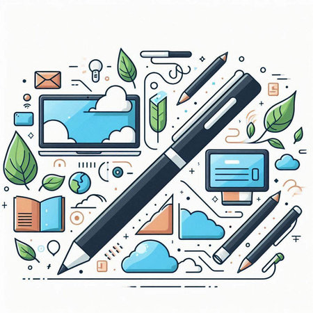 Modern flat line design vector illustration concept of cloud computing and e-learning.のイラスト素材