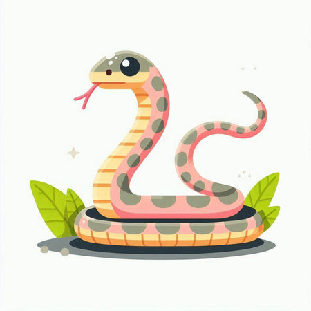Cute cartoon snake. Vector illustration isolated on a white background.のイラスト素材