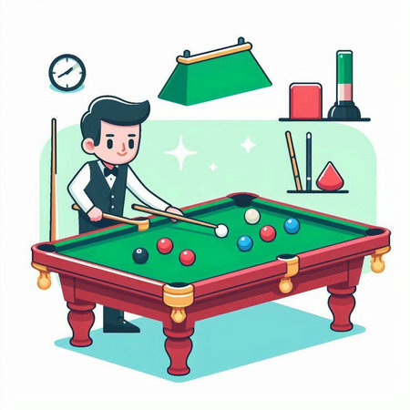 Billiard party vector illustration. Group of people playing billiard.のイラスト素材
