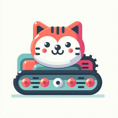 Cute cat in a toy car. Vector illustration in a flat style.のイラスト素材