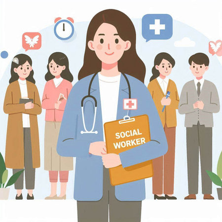 Doctor and medical staff. Vector illustration of a female doctor with a stethoscope.のイラスト素材