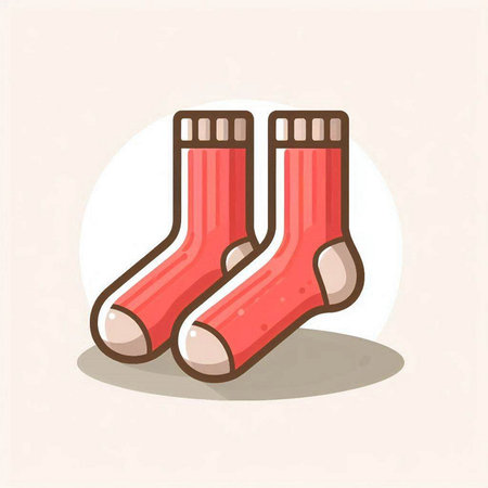 Socks icon. Vector illustration of a pair of red socks.のイラスト素材