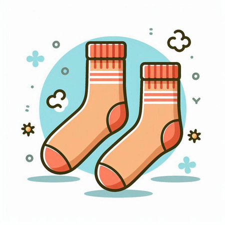 Socks on a white background. Vector illustration in cartoon style.のイラスト素材