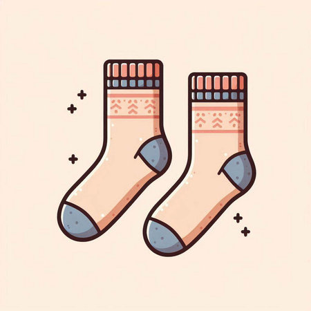 Vector illustration of a pair of socks. Hand drawn doodle style.のイラスト素材