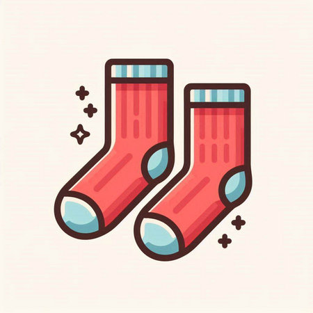 Vector illustration of a pair of red socks. Christmas, New Year, winter concept.のイラスト素材