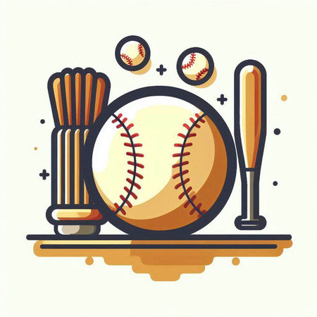 Baseball ball and bats on a white background. Vector illustration.のイラスト素材