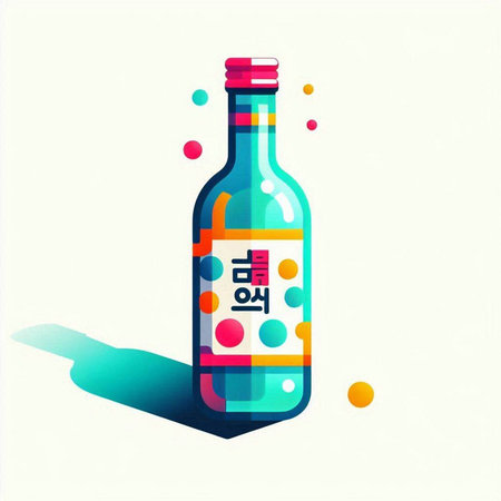Bottle of tequila vector illustration in flat design style with shadowのイラスト素材