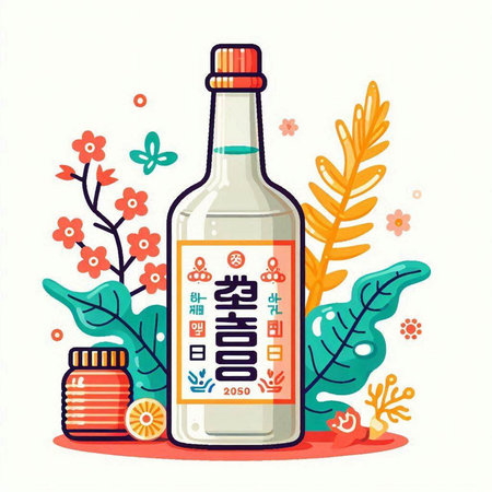 Chinese hieroglyphs in a bottle. Vector illustration of Chinese hieroglyphs.のイラスト素材