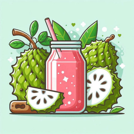 Smoothie in a glass jar with a straw. Vector illustration.のイラスト素材