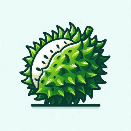 Illustration of a green durian isolated on a white background.のイラスト素材