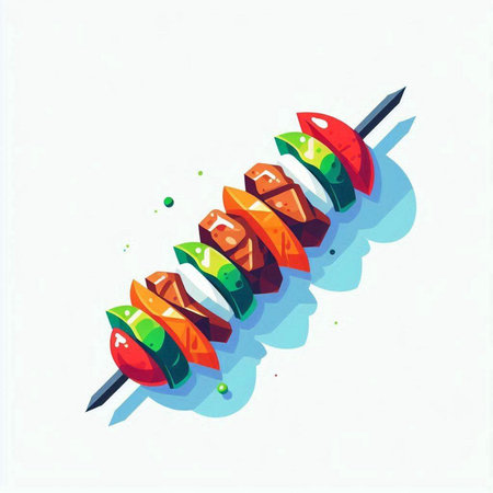 Skewers on a white background. Vector illustration of shish kebabのイラスト素材