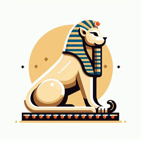 Sphinx of Egypt. Vector illustration in flat cartoon style.のイラスト素材