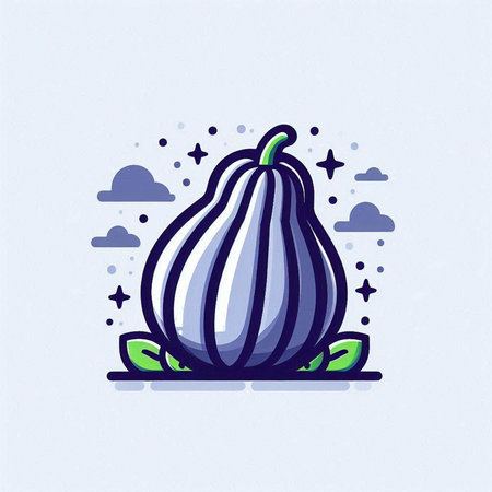 Pumpkin icon, vector illustration. Flat style. Vegetarian food.のイラスト素材