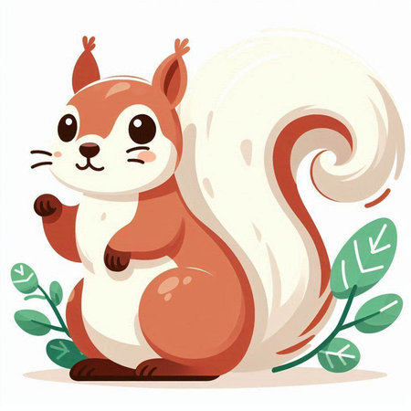 Cute squirrel. Vector illustration on white background. Cartoon style.のイラスト素材