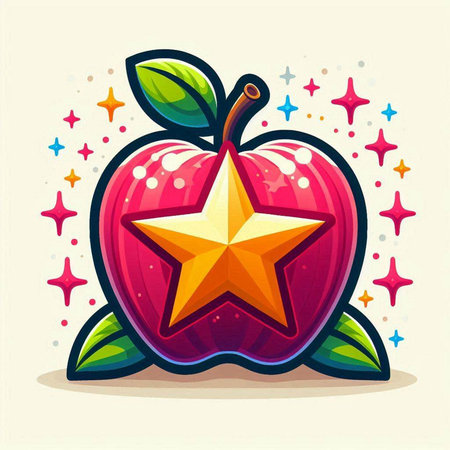 Illustration of an apple with a star in the middle, vector illustrationのイラスト素材
