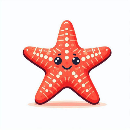 Cute cartoon starfish character. Vector illustration isolated on white background.のイラスト素材