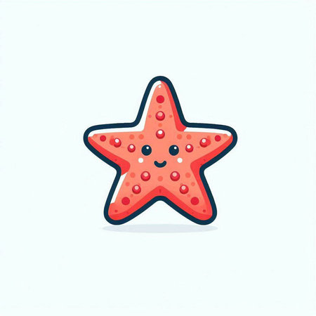 Cartoon starfish. Vector illustration of a red starfish.のイラスト素材