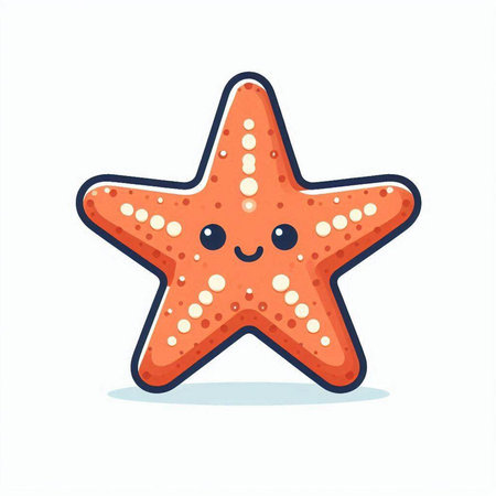 Cute starfish character. Vector flat cartoon kawaii illustrationのイラスト素材