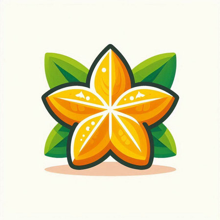 Star fruit icon with leaves isolated on white background. Vector illustration.のイラスト素材