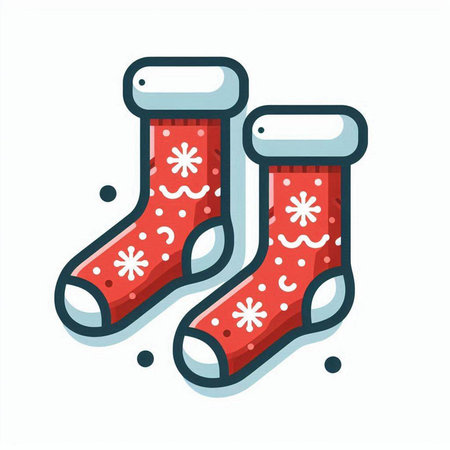 Christmas socks. Vector illustration. Isolated on a white background.のイラスト素材