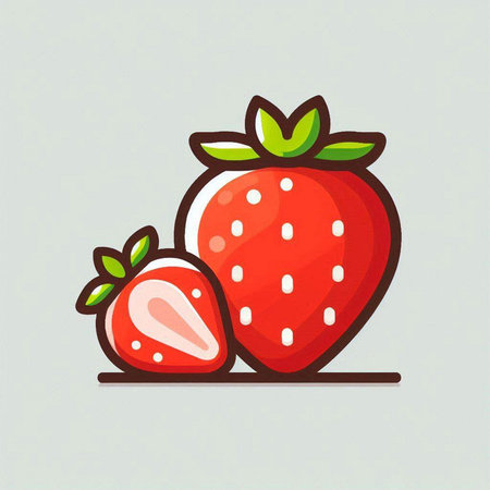 Strawberry fruit icon, vector illustration. Flat design style.のイラスト素材