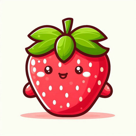 Cute cartoon strawberry character. Vector illustration isolated on white background.のイラスト素材