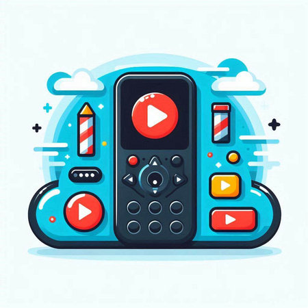 Cartoon video game controller. Vector illustration in flat design style.のイラスト素材