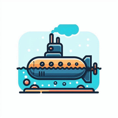 Submarine in flat style. Vector illustration of a submarine in flat style.のイラスト素材