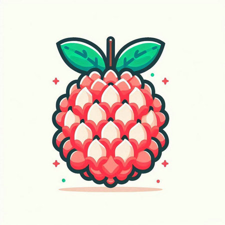 Cute raspberry fruit icon. Vector illustration in flat cartoon style.のイラスト素材