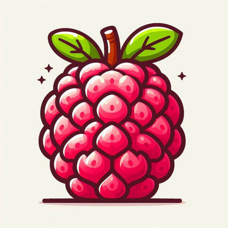 Raspberry fruit vector illustration. Isolated on white background. Cartoon style.のイラスト素材