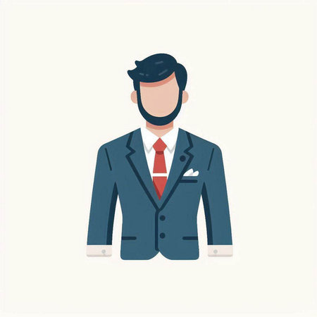 Businessman in a suit. Vector illustration in a flat style.のイラスト素材