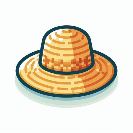 Illustration of a straw hat isolated on a white background - vectorのイラスト素材