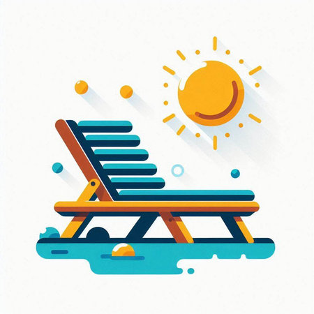 Beach chair icon. Flat design style. Vector illustration, EPS 10のイラスト素材