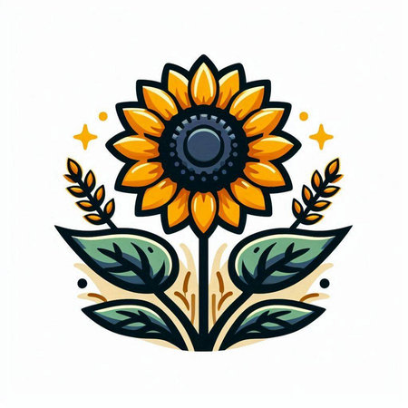 Sunflower icon. Hand drawn vector illustration. Isolated on white background.のイラスト素材