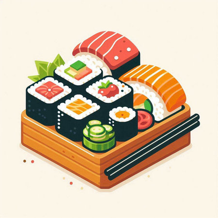 Sushi roll japanese food vector illustration. Sushi roll japanese food.のイラスト素材