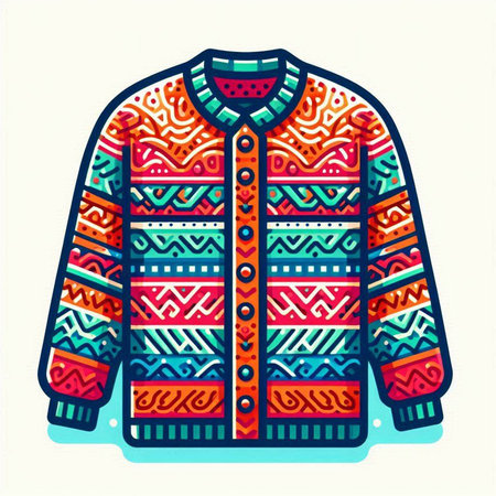 Colorful hand drawn sweater with ethnic ornaments. Vector illustration.のイラスト素材