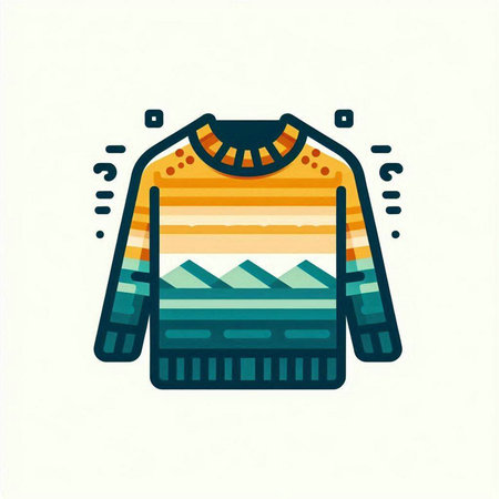 Vector illustration of a sweater with a pattern of mountains in the style of flat design.のイラスト素材