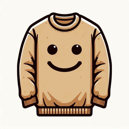Vector illustration of a knitted sweater with a smiley face.のイラスト素材