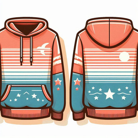 Hoodie with stars and stripes. Vector illustration isolated on white backgroundのイラスト素材
