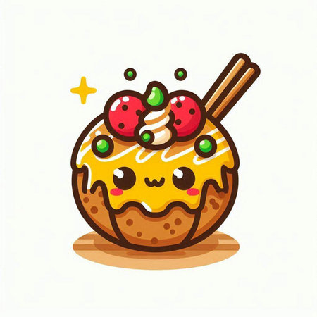Cute Kawaii Ice Cream Cupcake Cartoon Mascot Character.のイラスト素材