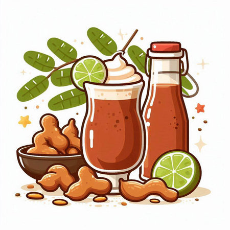 Coffee drink in a glass with ice and lime. Vector illustration.のイラスト素材