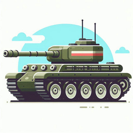 Vector illustration of a military tank in flat style. Military equipment.のイラスト素材