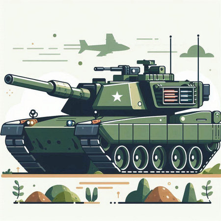 Military tank. Vector illustration of a military tank in flat style.のイラスト素材